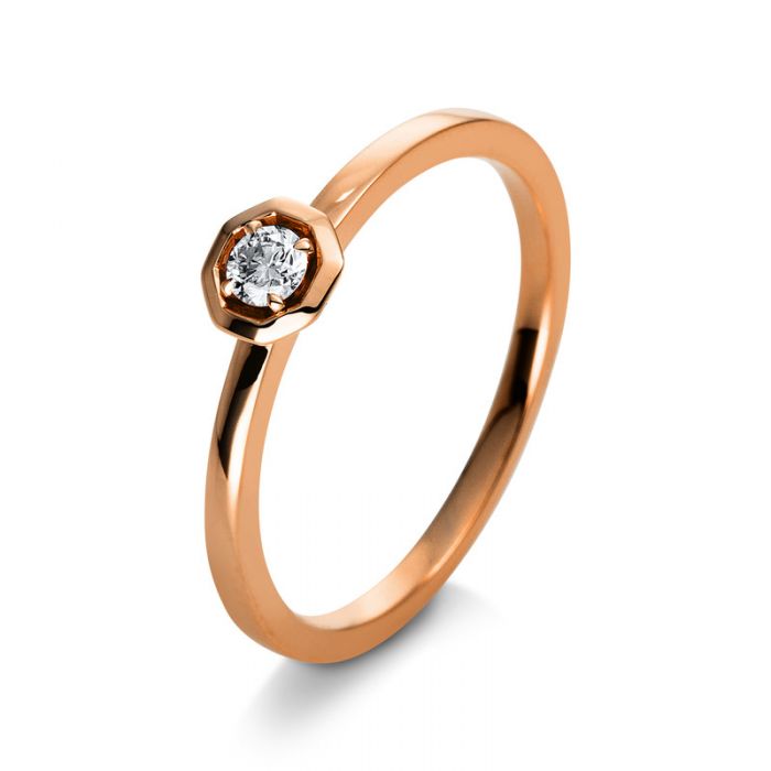 Solitär-Ring 750/18K Rotgold Diamant 0.11ct.