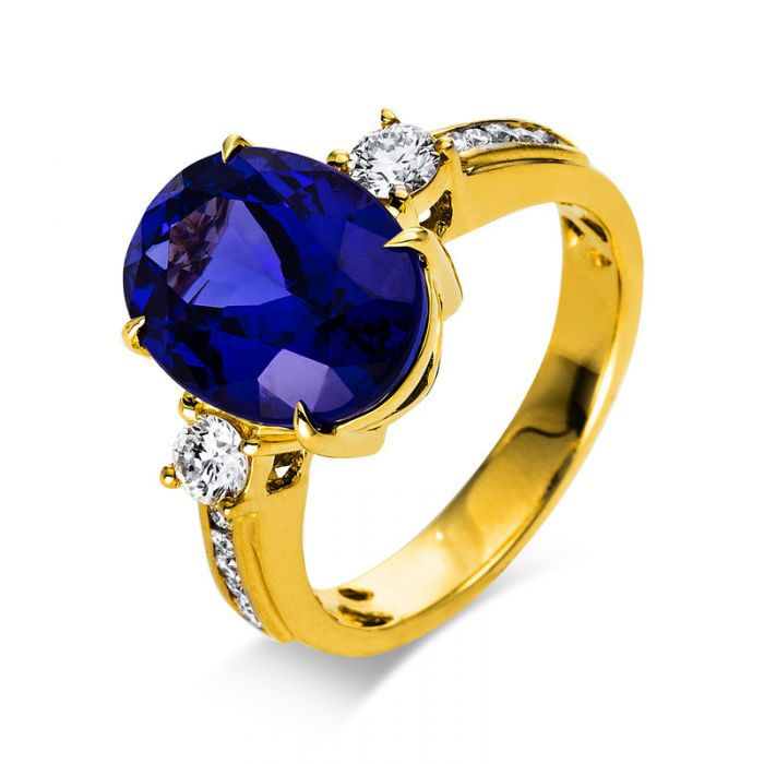Ring 750/18K Gelbgold Diamant 0.45ct. Tansanit 5.57ct. 
