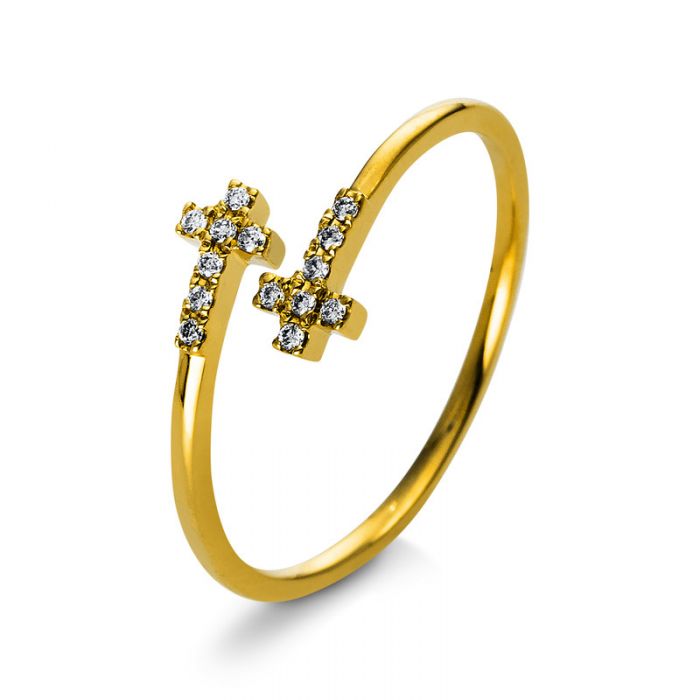Ring 750/18K Gelbgold Kreuz Diamant 0.06ct.