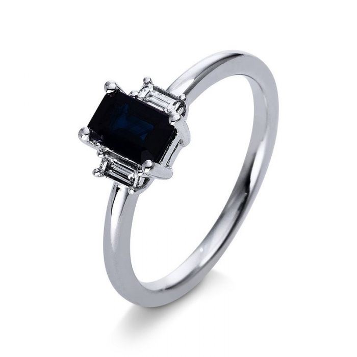 Ring 750/18K white gold diamond 0.09ct. Sapphire 0.78ct. 
