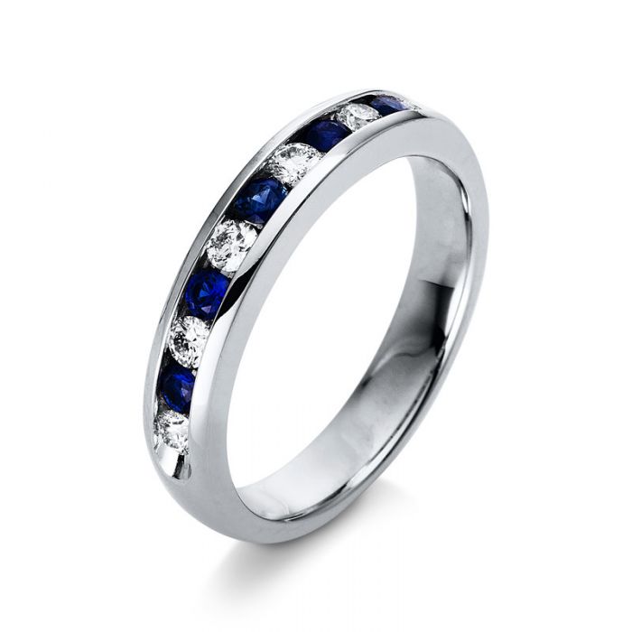 Mémoire-Ring 750/18K Weissgold Diamant 0.27ct. Safir 0.28ct. 
