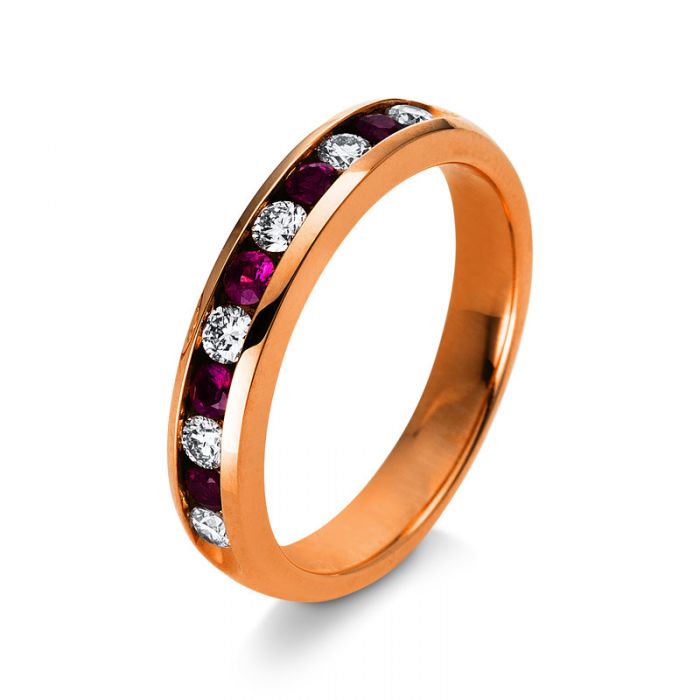 Mémoire-Ring 750/18K Rotgold Diamant 0.28ct. Rubin 0.26ct. 