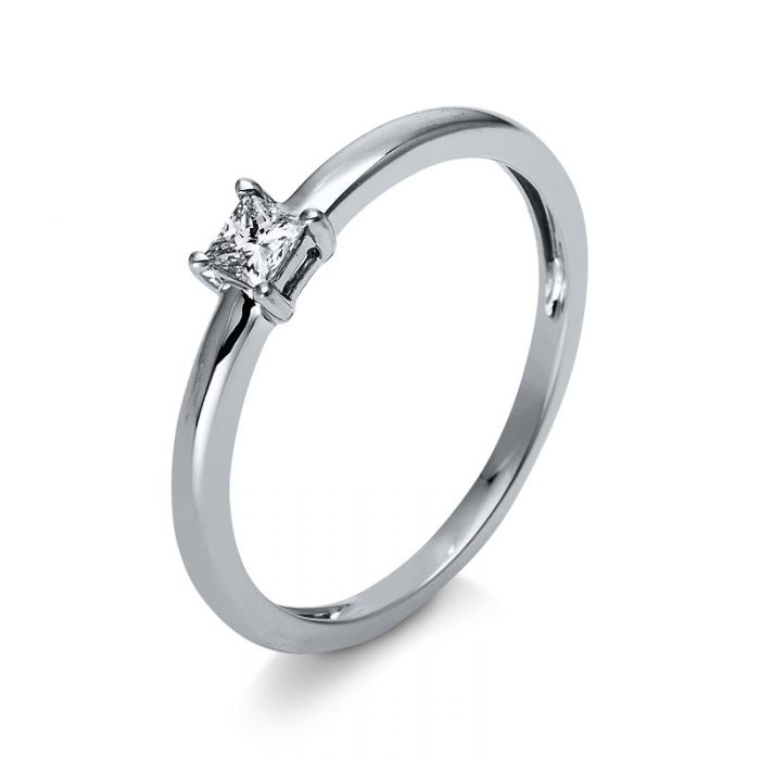 Solitär-Ring 750/18K Weissgold Diamant 0.14ct.