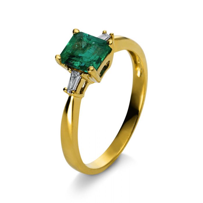 Ring 750/18K Gelbgold Diamant 0.08ct. Smaragd 0.78ct. 