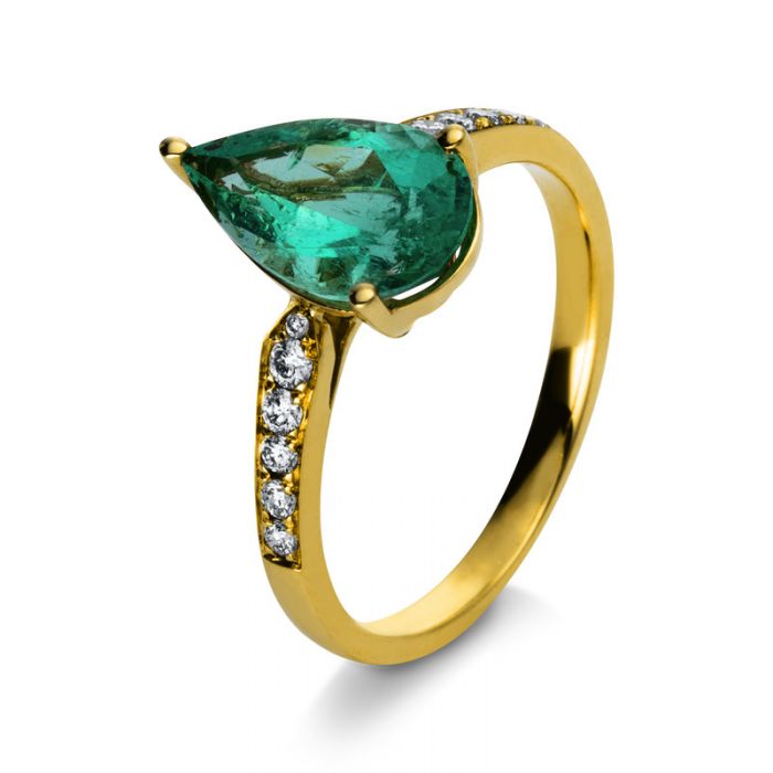 Ring 750/18K Gelbgold Diamant 0.17ct. Smaragd 1.98ct. 