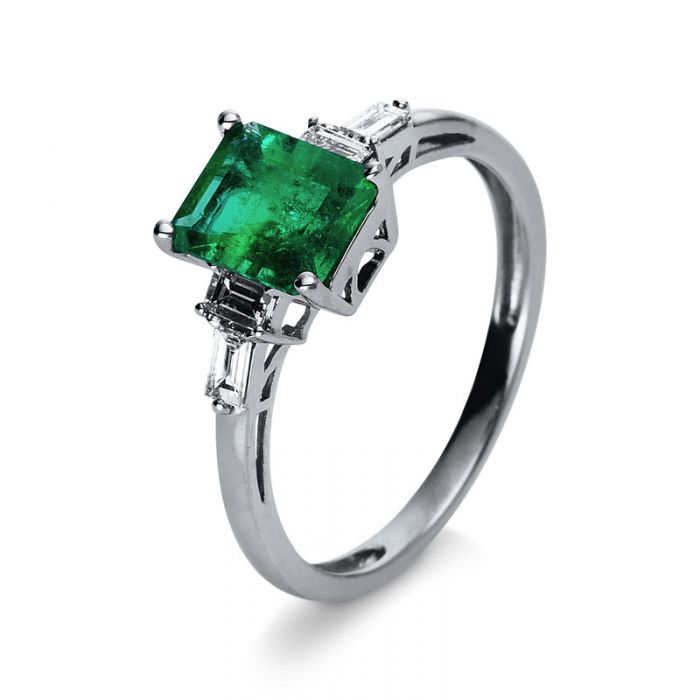 Ring 750/18K Weissgold Diamant 0.23ct. Smaragd 1.03ct. 
