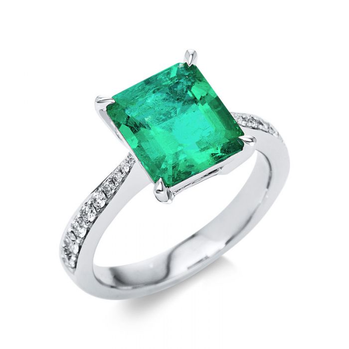 Ring 750/18K Weissgold Diamant 0.28ct. Smaragd 3.04ct. 