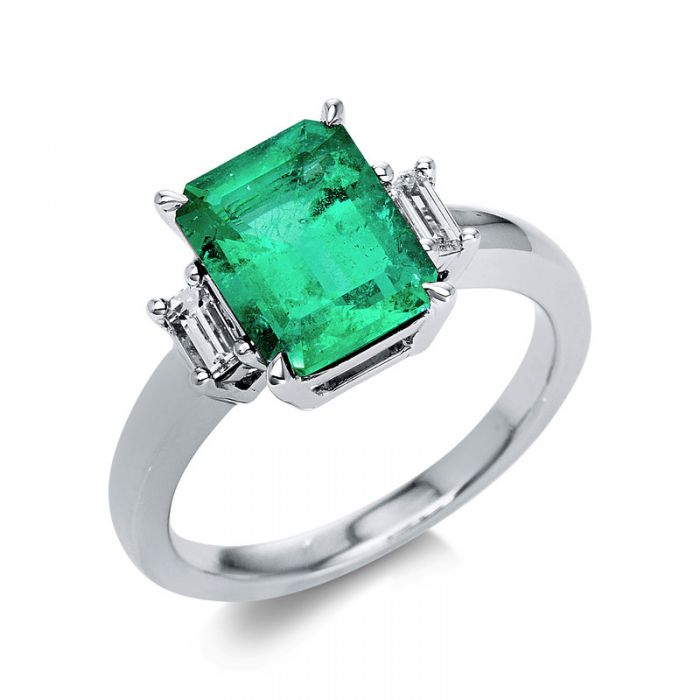 Ring 750/18K Weissgold Diamant 0.27ct. Smaragd 2.5ct. 