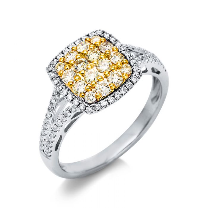 Ring 585/14K white gold/yellow gold diamond 0.76ct.