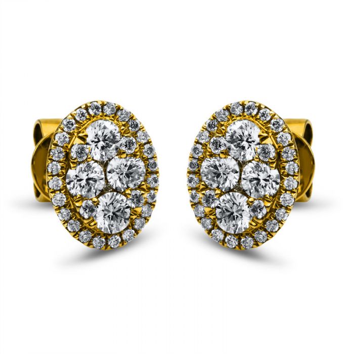Clou d'oreilles or jaune 750/18K diamant 1ct.