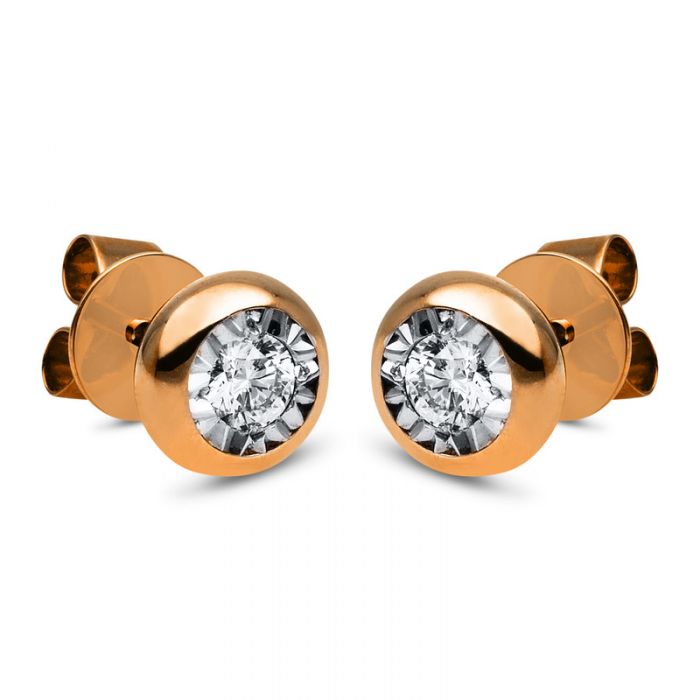 Stud earrings 750/18K rose gold diamond 0.18ct.