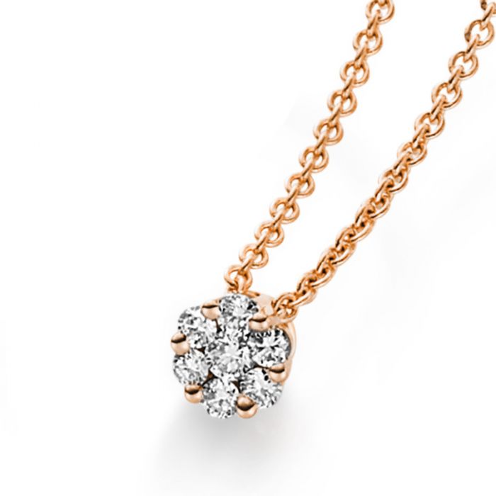 Collier 585/14K Roségold Diamant 0.16ct. 42 cm