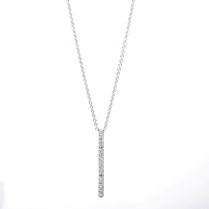 Collier 585/14K Weissgold Diamant 0.09ct. 40 cm