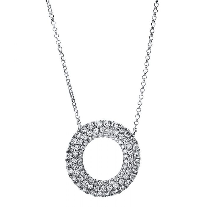 Collier 750/18K Weissgold Kreis Diamant 0.8ct. 42 cm