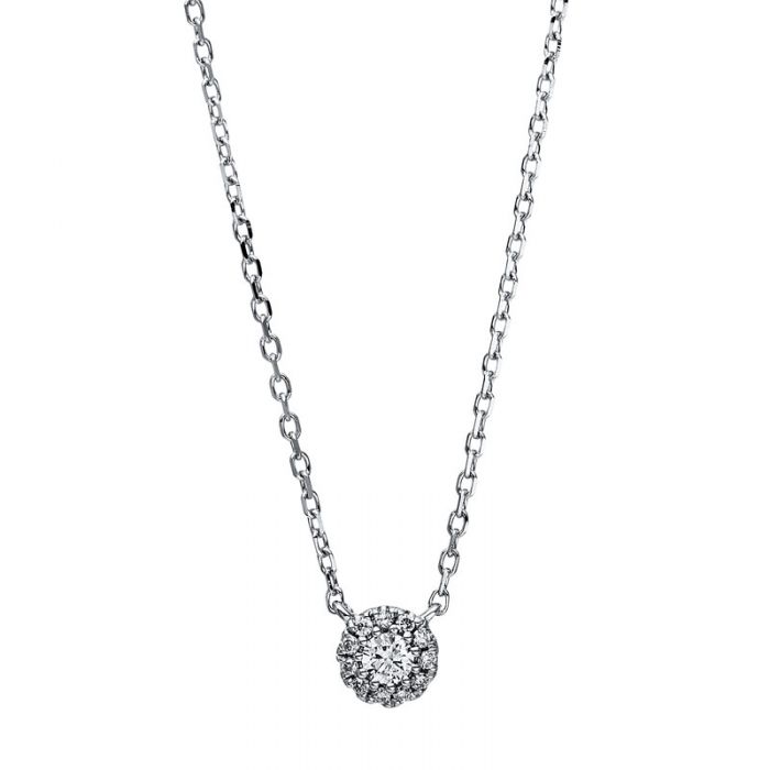 Collier 750/18K Weissgold Diamant 0.08ct. 45 cm