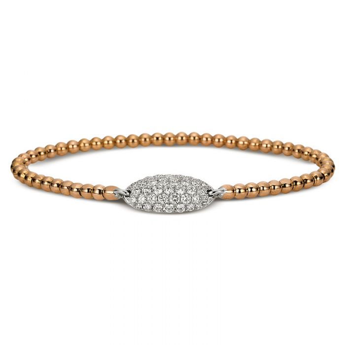Armband 750/18K Weissgold/Rotgold Diamant 0.95ct. 16.5 cm