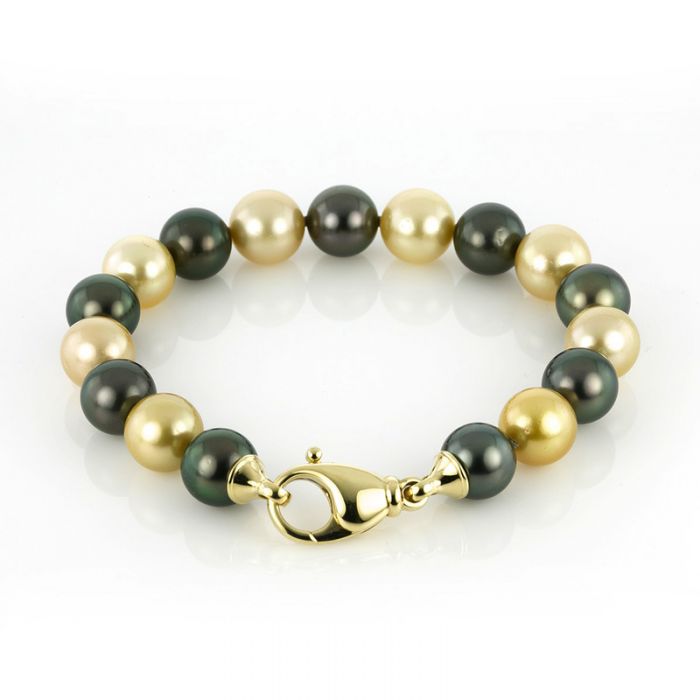 Bracelet 750/18K yellow gold South Sea & Tahiti pearl