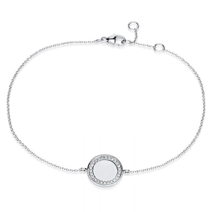 Bracelet 585/14K Weissgold Diamant 0.08ct. 18 cm