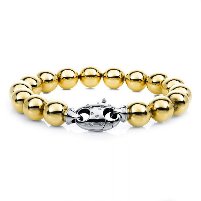 Bracelet 750/18K yellow gold/white gold diamond 0.17ct. 23 cm