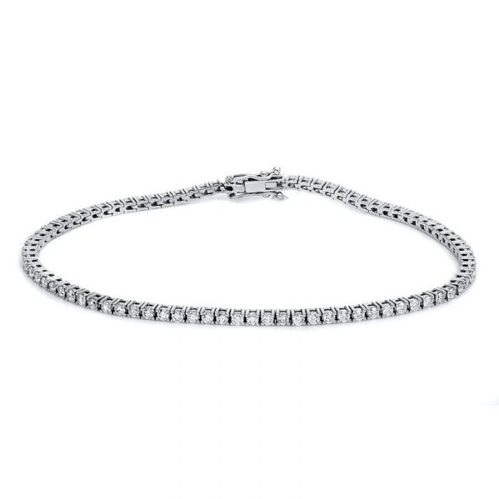 Bracelet 585/14K Weissgold Diamant 2ct. 19 cm