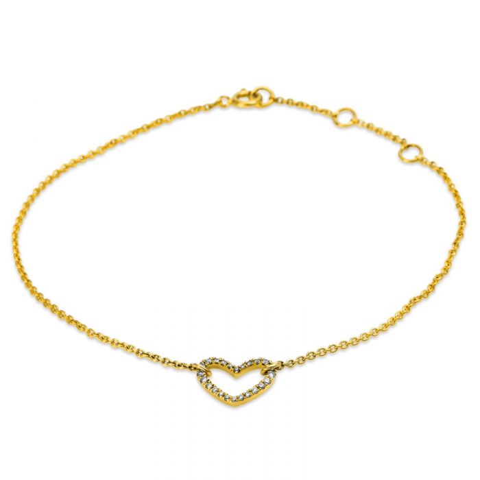 Bracelet 750/18K Gelbgold Herz Diamant 0.08ct. 17.8 cm
