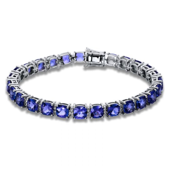 Bracelet 585/14K Weissgold Diamant 0.36ct. Tansanit 20.71ct.  17.8 cm