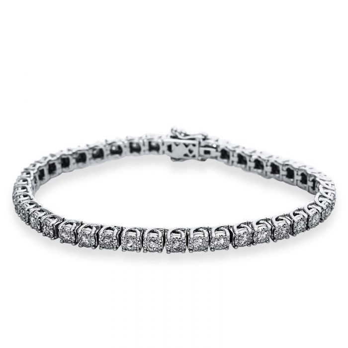 Bracelet 750/18K Weissgold Diamant 2.5ct. 17.8 cm