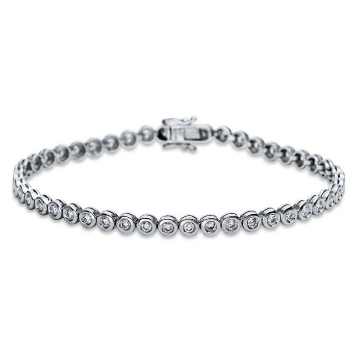 Bracelet or blanc 750/18K diamant 1,85ct. 17,8 cm