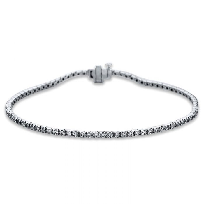 Bracelet or blanc 750/18K diamant 2ct. 19 cm