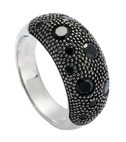MUAU Ring Silber 925 Zirkonia Black