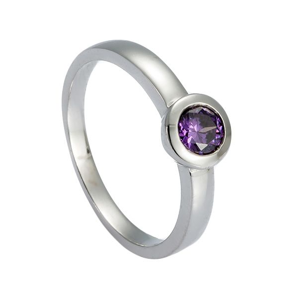 MUAU Ring Silber 925 Zirkonia Purple