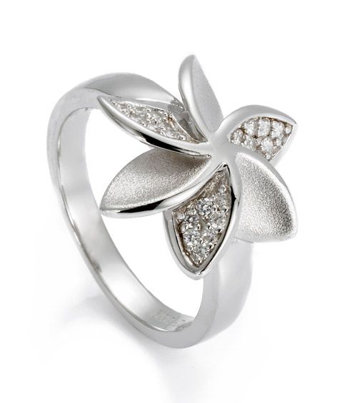 MUAU Ring Silber 925 Zirkonia Flower 
