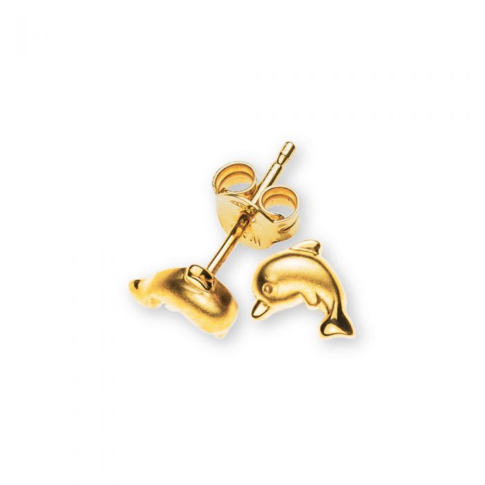 Stud earrings dolphin yellow gold 750, 6mm