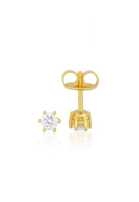 Solitaire earrings 6-handle setting yellow gold 750 diamonds 0.34ct. 6mm