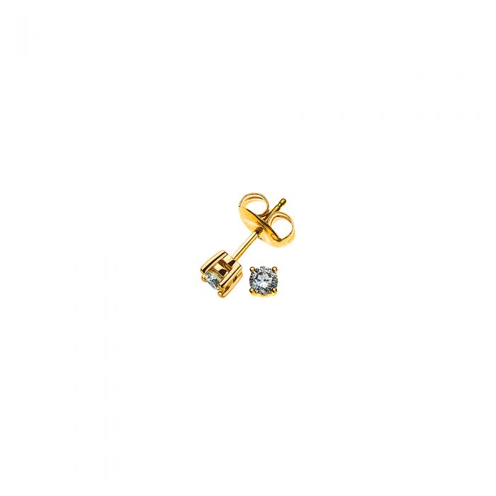 Clous d'oreilles solitaires 4 poignées en or jaune 750 diamants 0,15ct. 3,5mm