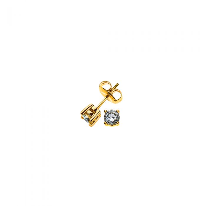 Solitaire earrings 4-handle setting yellow gold 750 diamonds 0.34ct. 5mm
