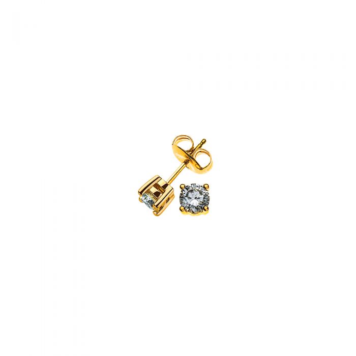 Solitaire earrings 4-handle setting yellow gold 750 diamonds 0.50ct. 5.5mm