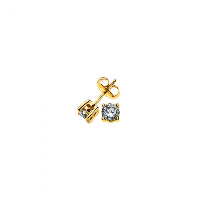 Solitaire earstuds 4-handle setting yellow gold 750 diamonds 1.00ct. 6mm