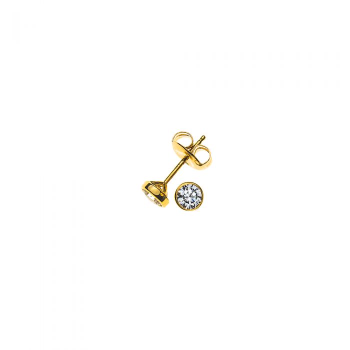 Solitaire earrings frame setting yellow gold 750 diamonds 0.20ct. 5mm