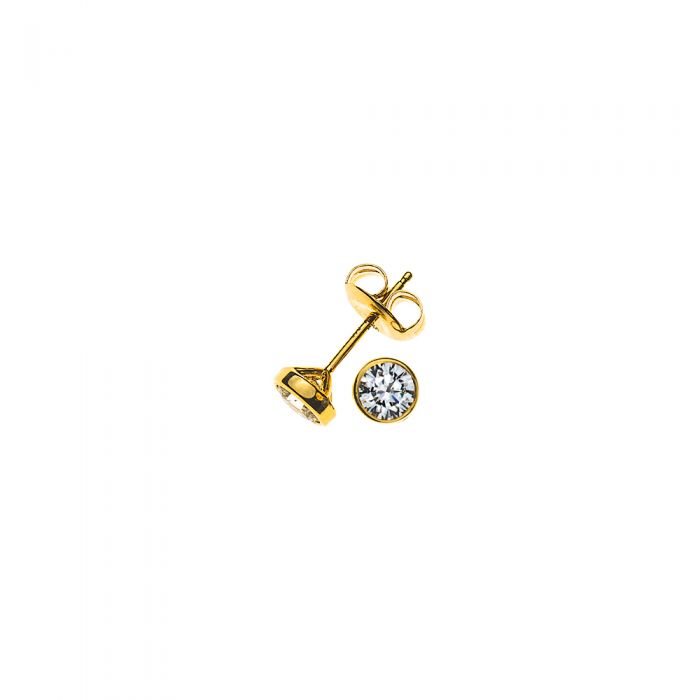 Solitaire earrings frame setting yellow gold 750 diamonds 0.33ct. 6mm