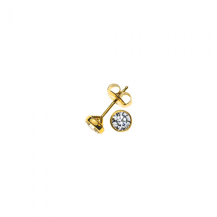 Solitaire earrings frame setting yellow gold 750 diamonds 0.50ct. 6.5mm