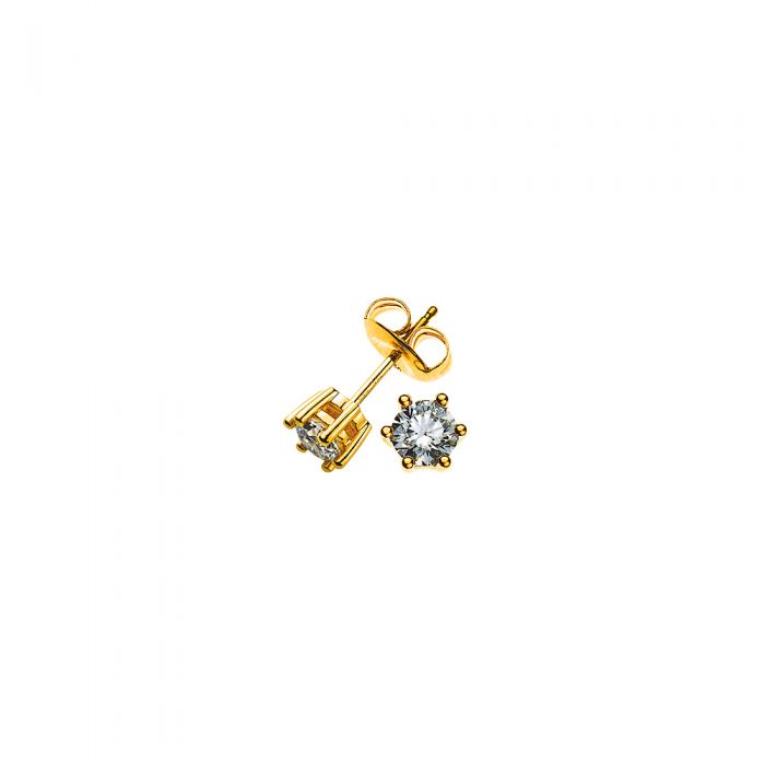 Solitaire earrings 6-handle setting yellow gold 750 diamonds 0.50ct. 6.5mm