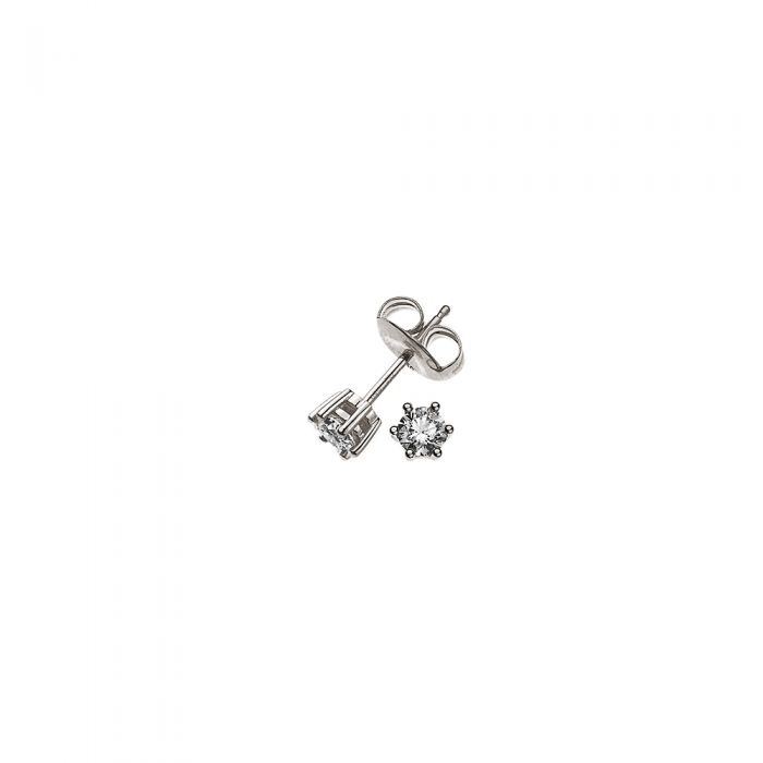 Solitaire earstuds 6-handle setting white gold 750 diamonds 0.16ct. 5mm