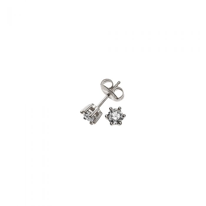 Solitaire earstuds 6-handle setting white gold 750 diamonds 0.25ct. 6mm