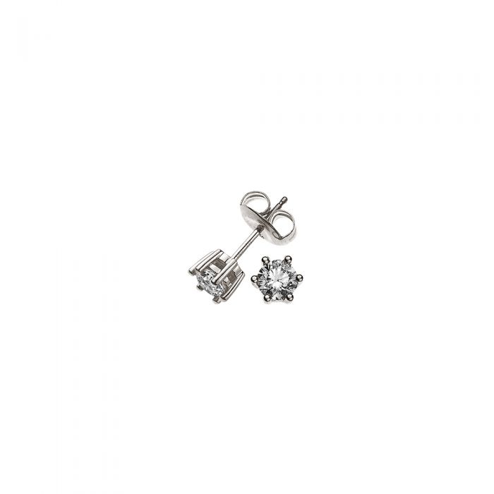 Solitaire earrings 6-handle setting white gold 750 diamonds 0.34ct. 6mm