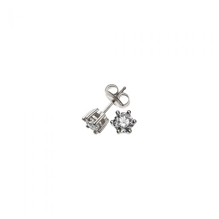 Solitaire earstuds 6-handle setting white gold 750 diamonds 1.00ct. 7mm