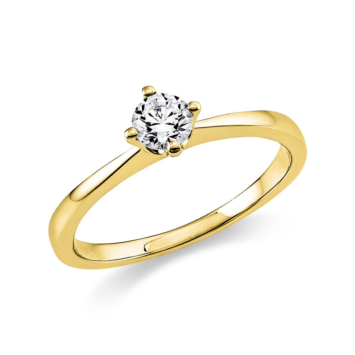 Solitär-Ring 4-Griff-Fassung 585/14K Gelbgold, Diamant 0.3 ct.