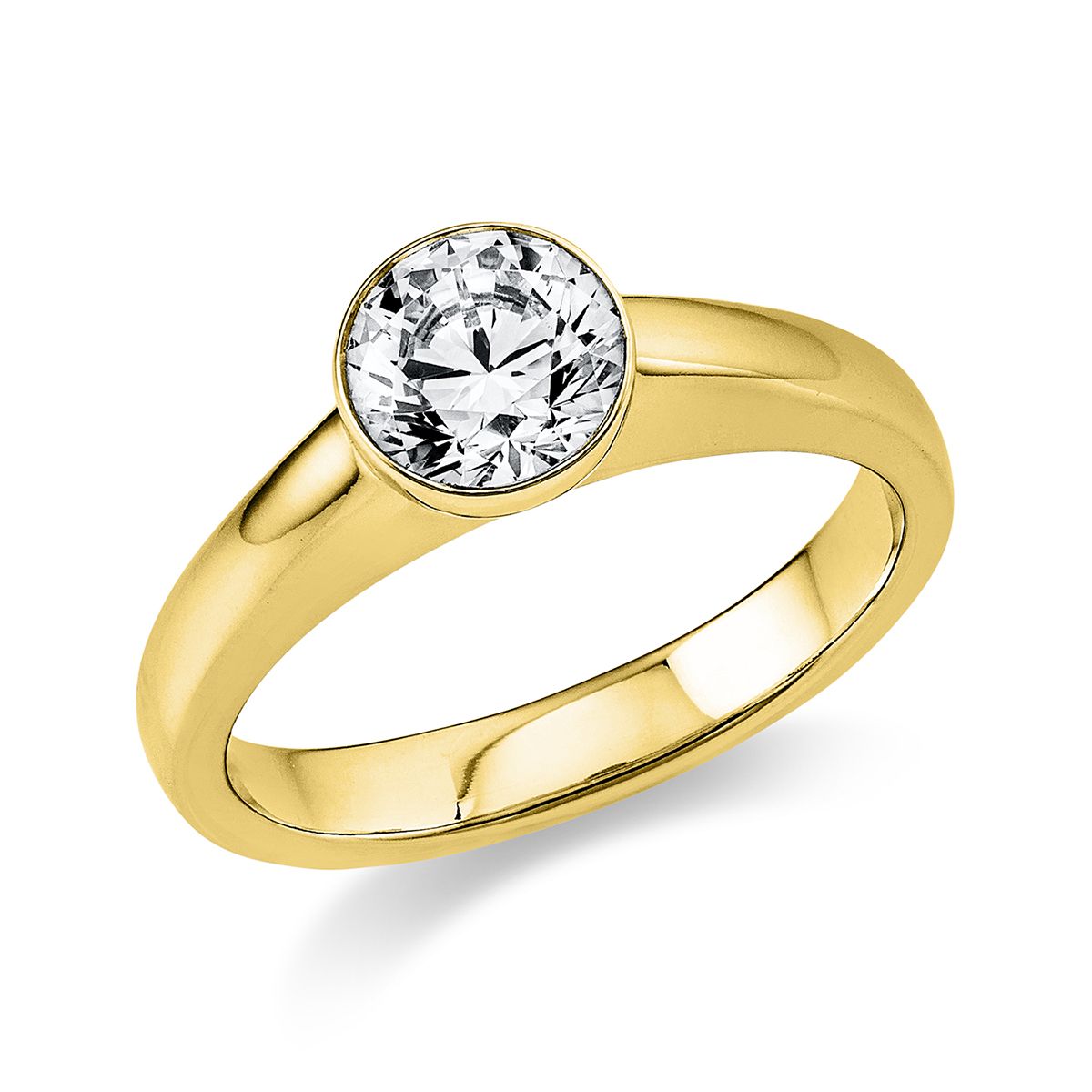 Solitär-Ring Zargenfassung 585/14K Gelbgold, Diamant 1 ct.